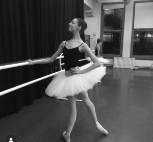 Milla Botha dancing at a ballet barre